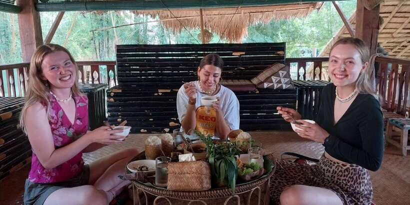 Luang Prabang: Bamboo Experience & Kuang Si Falls Tour - Cooking bamboo shoot dishes for lunch