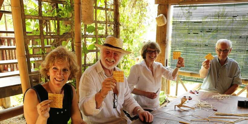 Luang Prabang: Bamboo Weaving Workshop & Cooking Class - Cooking bamboo shoots over a real fire