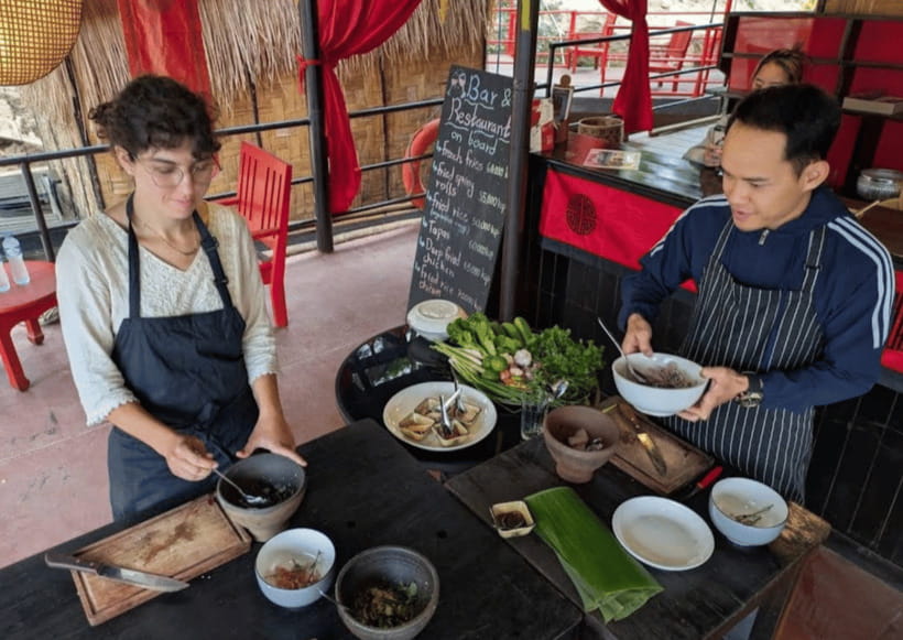 Luang Prabang: Mekong River Cooking Class with Hotel Pickup - Cooking four Lao dishes on a boat