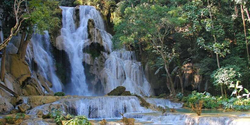 Luang Prabang: Organic Farm Experience & Hike to Kuang si - Cooling off at three-tiered Kuang Si Falls
