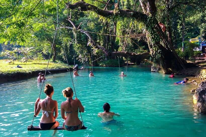 Vang Vieng: Kayaking & Cave Tubing with Zip Line/Blue Lagoon - Starting north of Vang Vieng at Ban Vieng Sa Mai